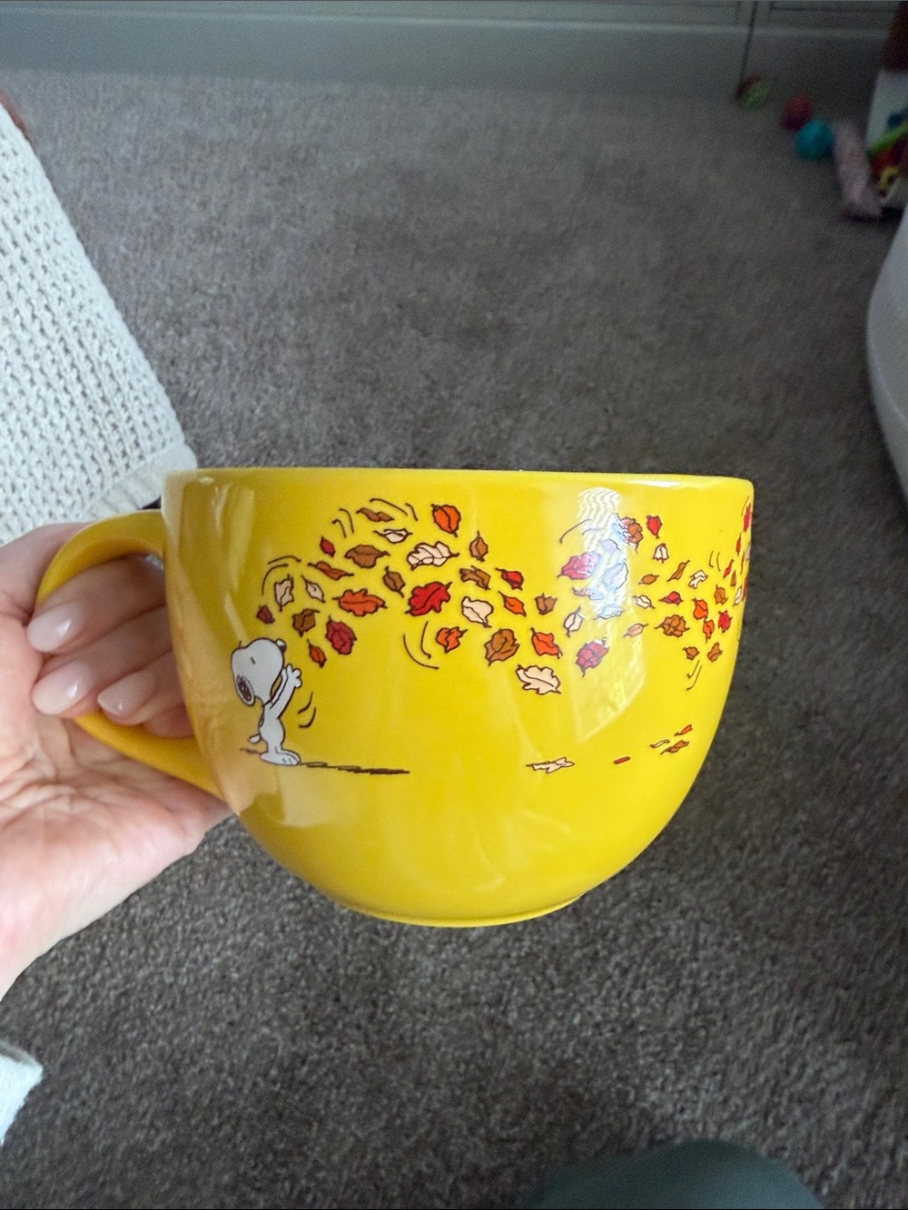 Peanuts Yellow Snoopy Autumn Leaves Ceramic Mug